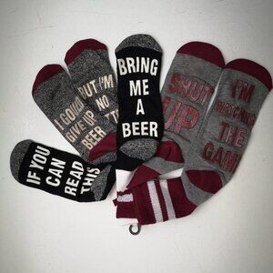 2 / $30.00 - Bochi Brothers Unisex Novelty Socks with Sayings & Grips on Bottom